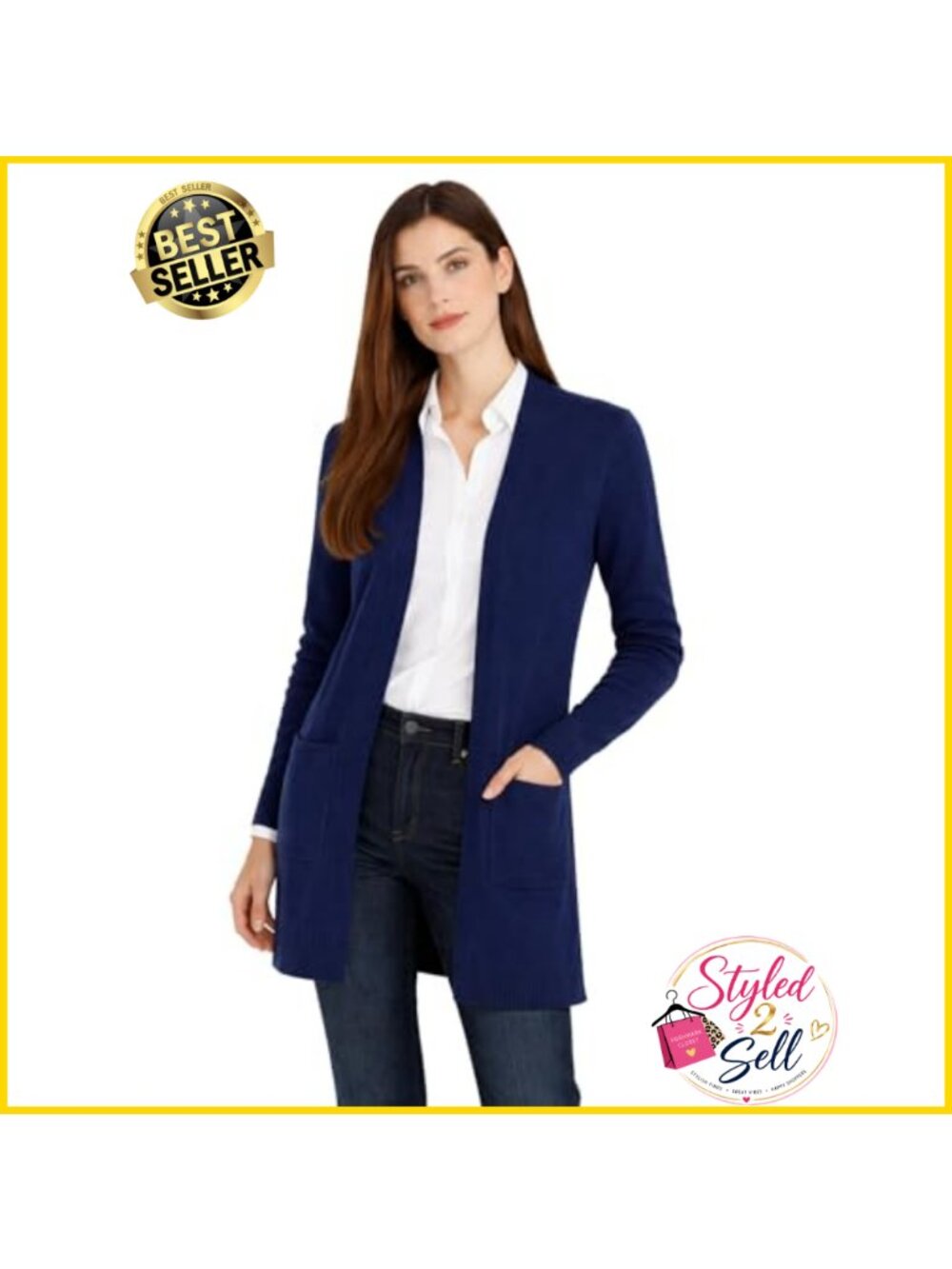 100% Pure Cashmere Long Cardigan Sweater with Pockets Lightweight